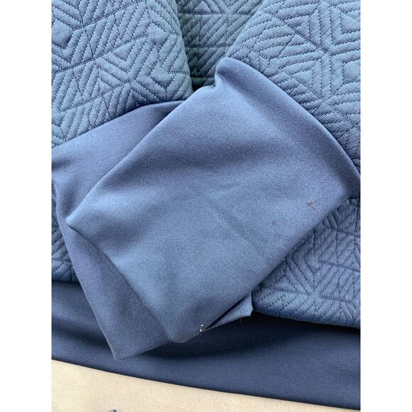 ATHLETA SMALL WOMEN'S QUILTED JACQUARD COWL ATHLETIC ELEVATION PULL OVER BLUE - Picture 6 of 15